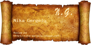 Nika Gergely névjegykártya